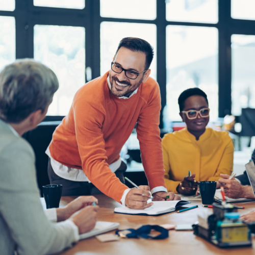 A project manager holding a meeting