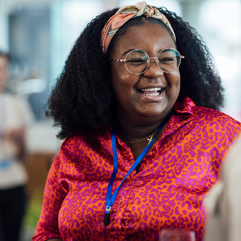 Female participant smiling