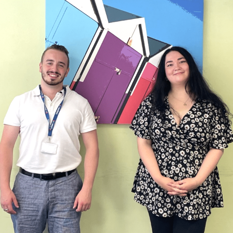 A picture of Seetec participant, Georgia (right) next to her employment adviser, Kyle