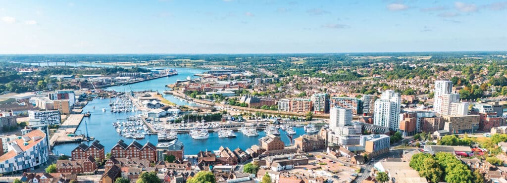 Ariel shot of Ipswich's front